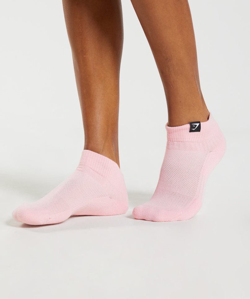 Gymshark Woven Tab Sneaker 3pk Socks Green / Pink / Fuchsia | CA N70D85